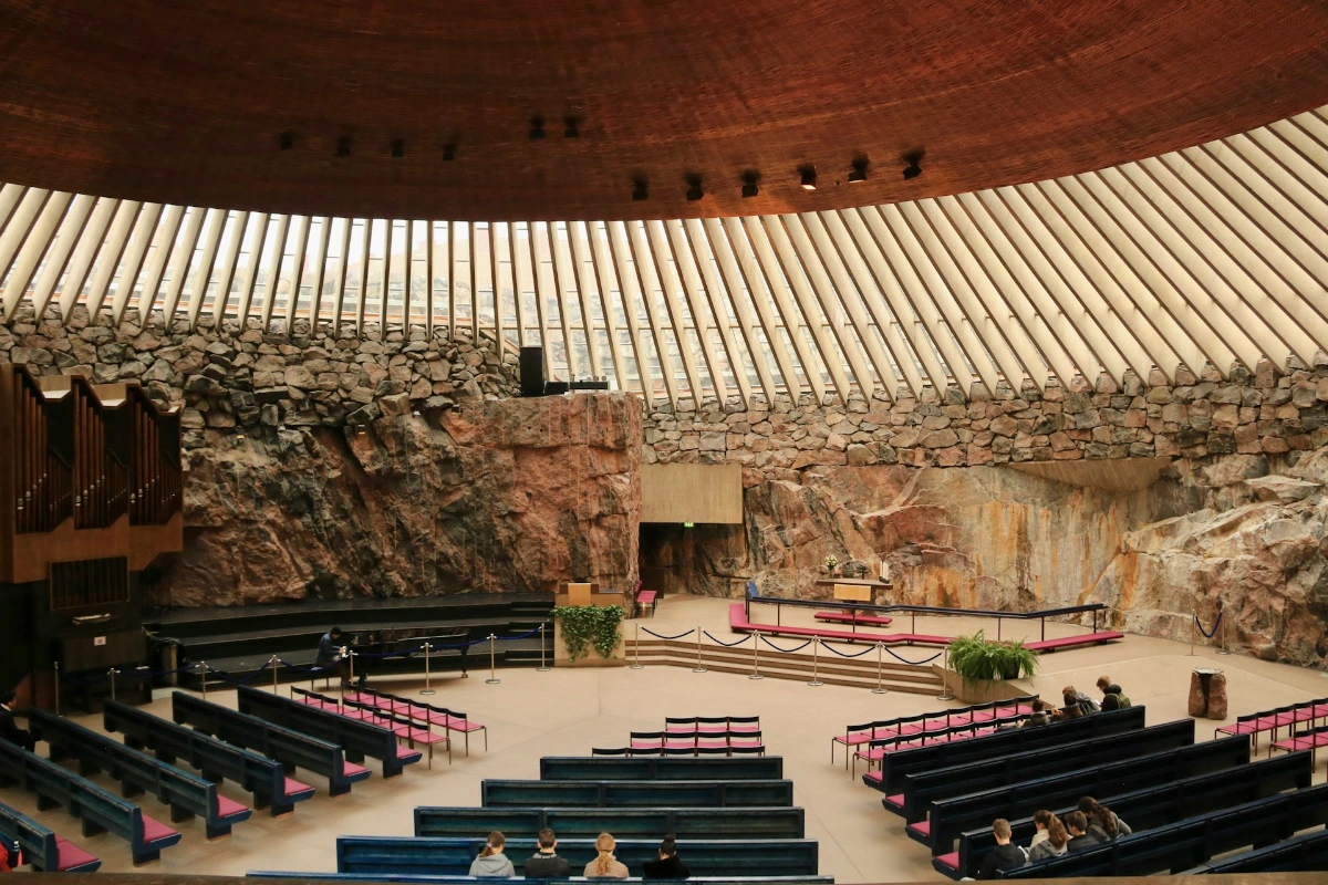 Descend into the Temppeliaukio Church (Rock Church) in Helsinki