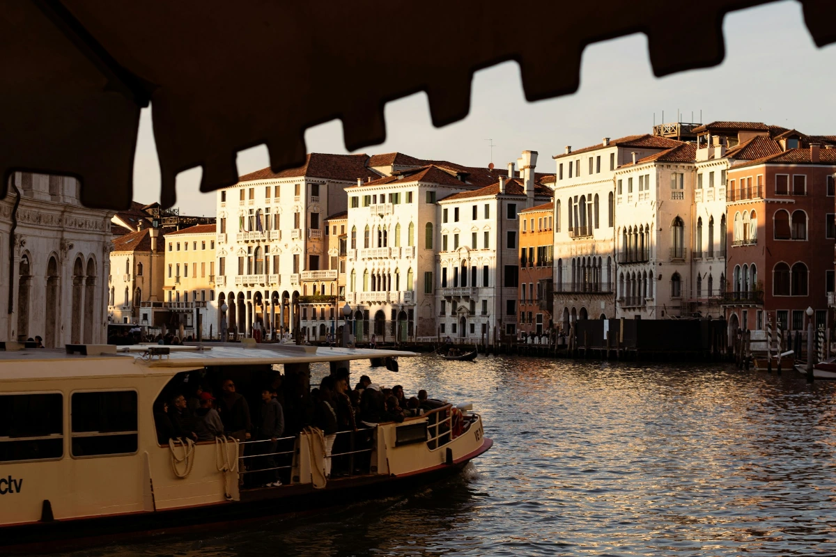 Take the Vaporetto Route 1 down the Grand Canal in Venice